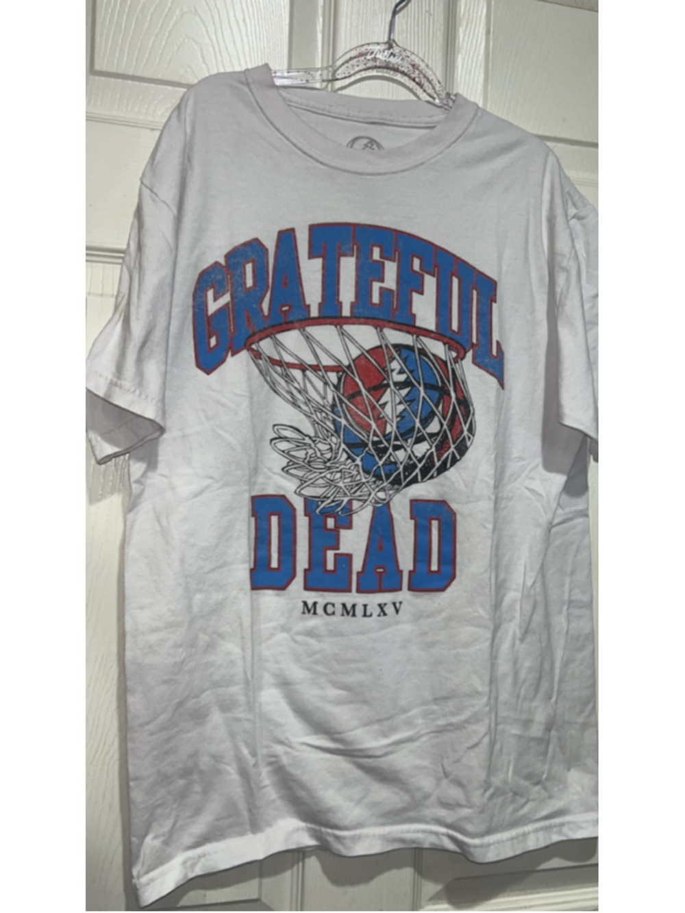 Men's Grateful Dead Basketball Tee Standard M White Blue